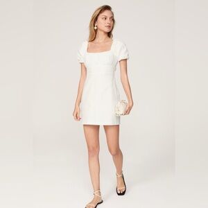 Louna Tie-Back Mini Dress – White – Size Medium – Flirty & Chic!